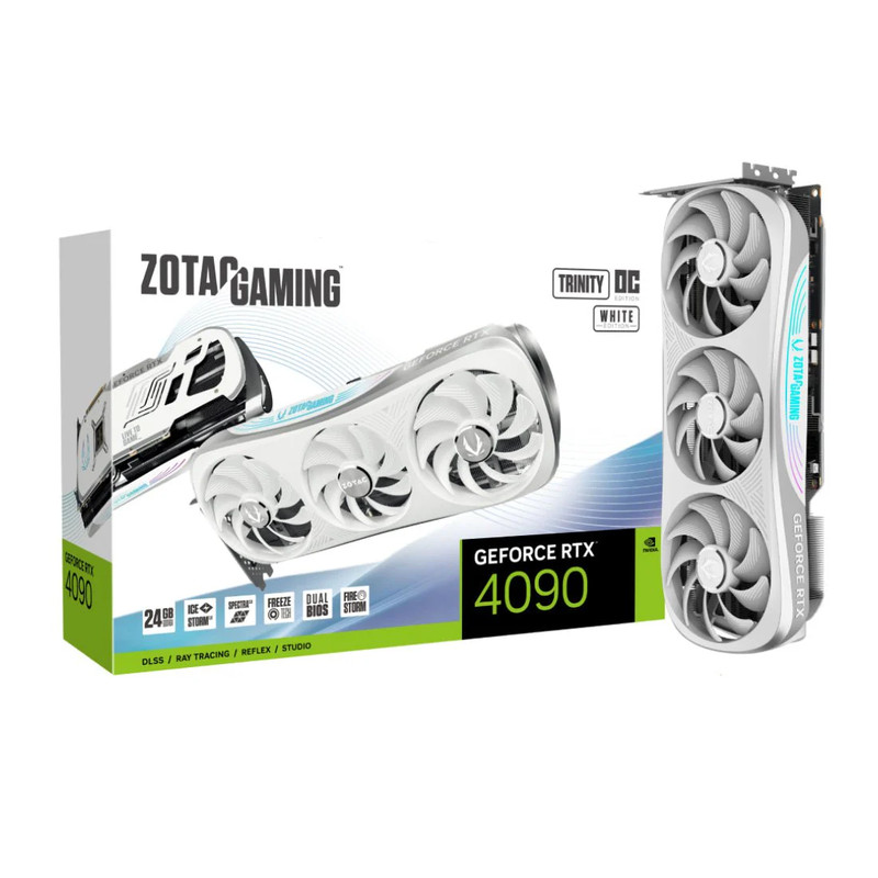Zotac Gaming GeForce RTX 4090 Trinity OC 24GB GDDR6X Graphics Card ZT-D40900Q-10P - White Edition - كرت الشاشة